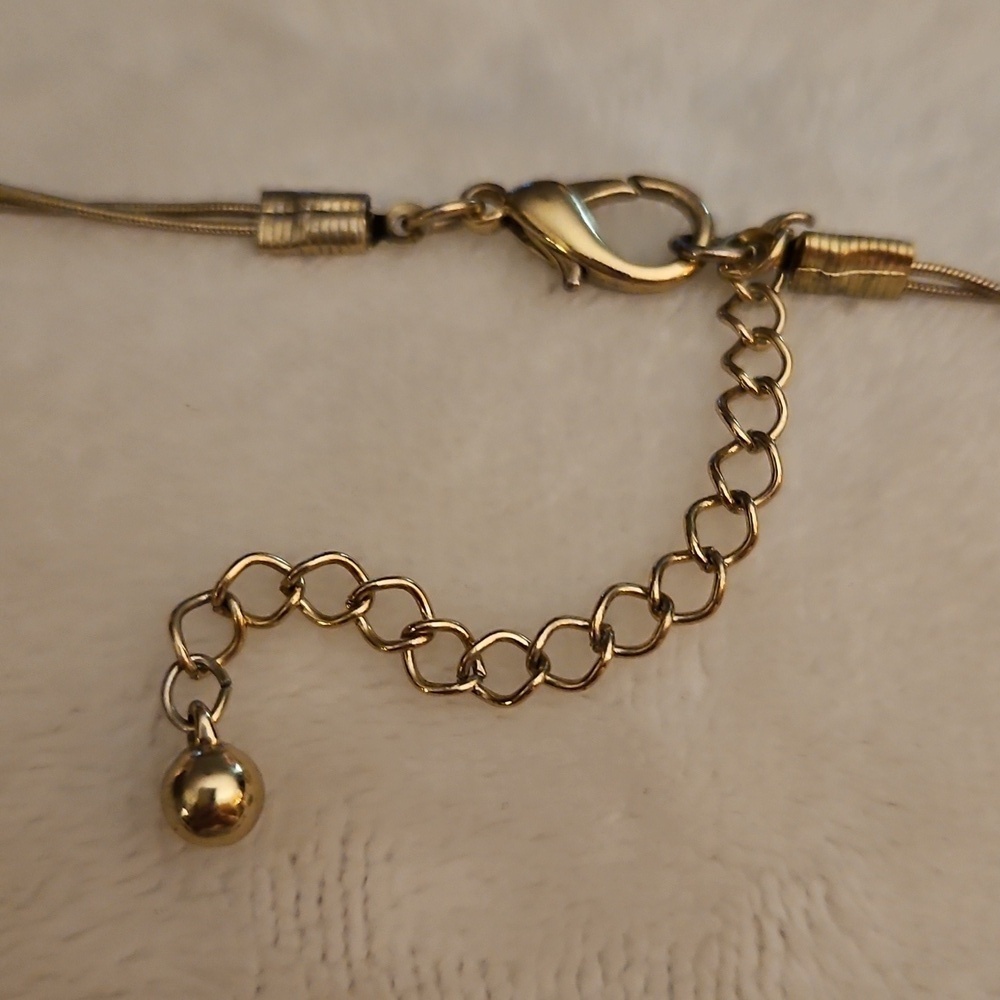 Vtg KENNETH COLE Caramel Enamel Leaf Pendant Double Snake Chain Beaded Necklace - Picture 6 of 7